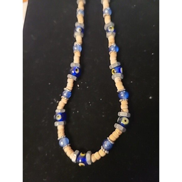 3 Vintage WOMEN'S Southwest Tribal Silvertone/cork/ wood/ Bolts 16 in Necklaces - Picture 12 of 13